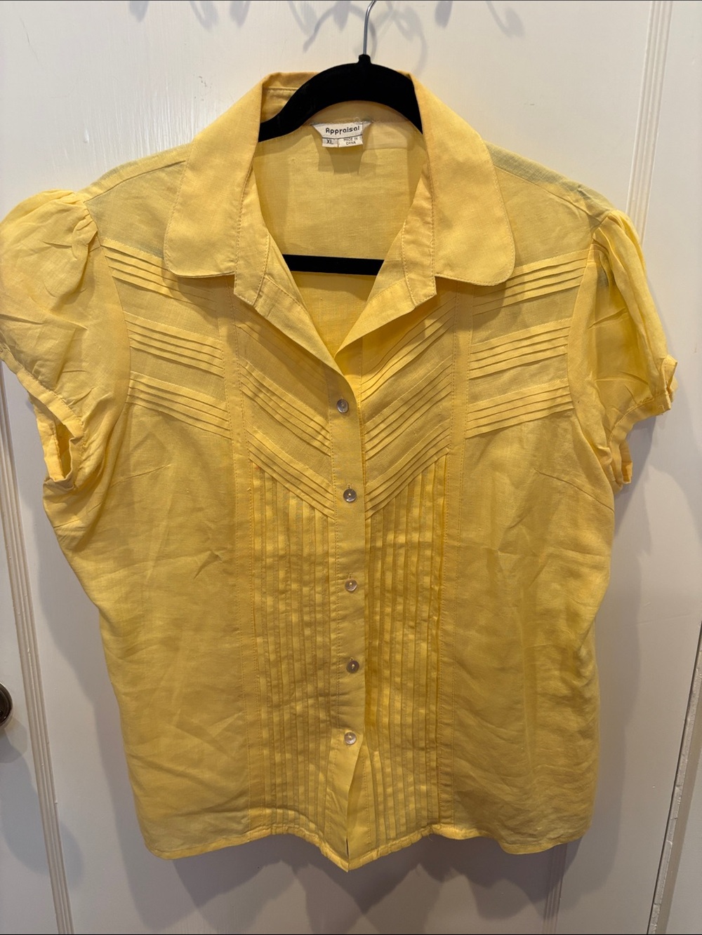 Appraisal Womens Yellow Pintuck Button-Down Shirt BN208
